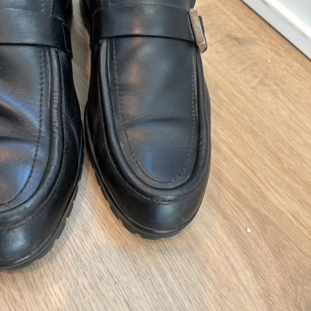 Gucci Loafers Buckle heel Size 7.5 Leather Black Mens - Picture 3 of 11